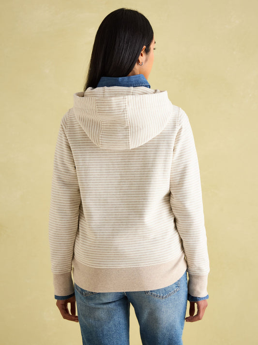 Rushton Natural Stripe Cowl Neck 100% Cotton Hoodie