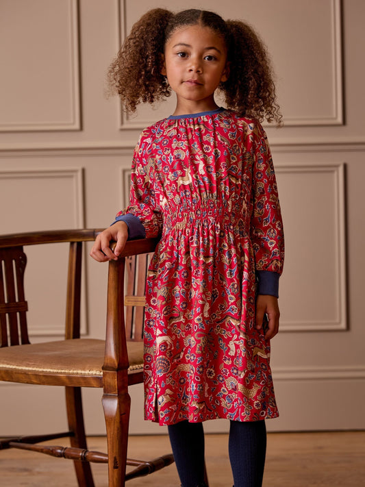 Odelia Red Animals Printed Dress