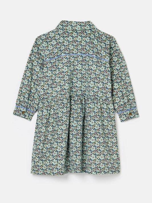 Elodie Blue Ditsy Print Corduroy Shirt Dress