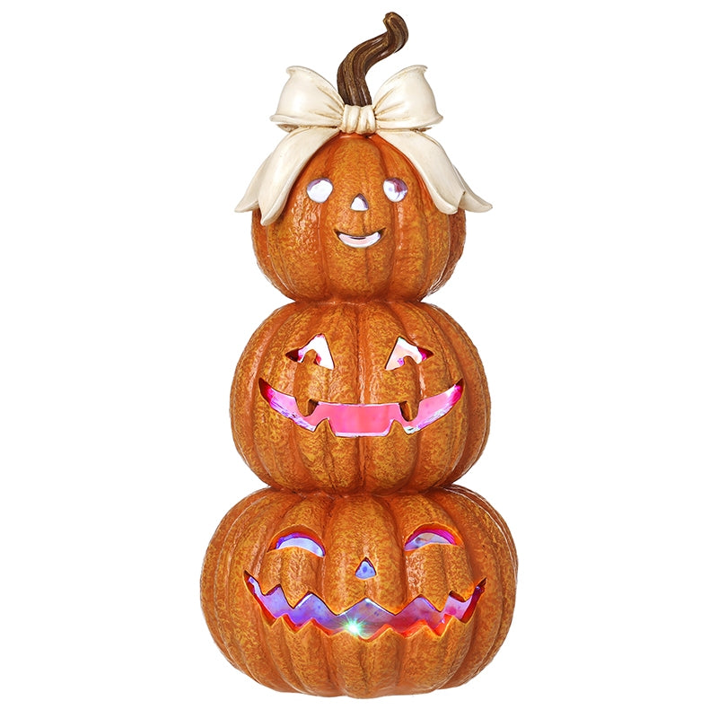 Pumpkin Stack With Cream Bow