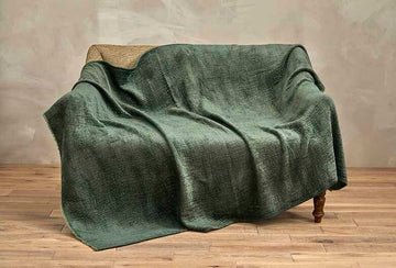 Ribbed chenille throw eucalyptus
