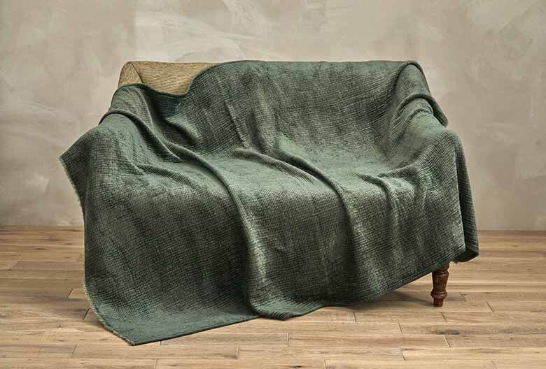 Ribbed chenille throw eucalyptus
