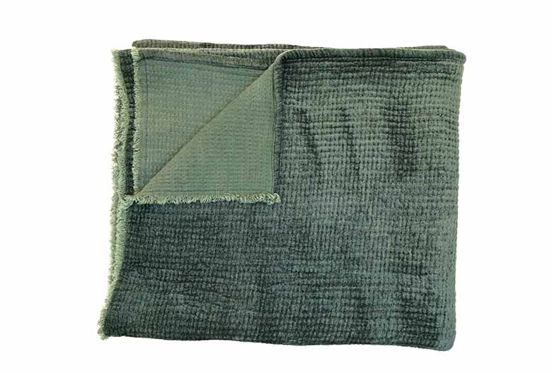 Ribbed chenille throw eucalyptus