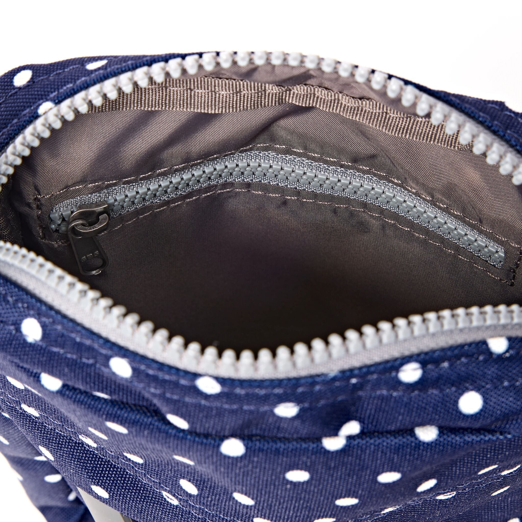 Bond Pocket Crossbody Bag in Navy Polka Dot