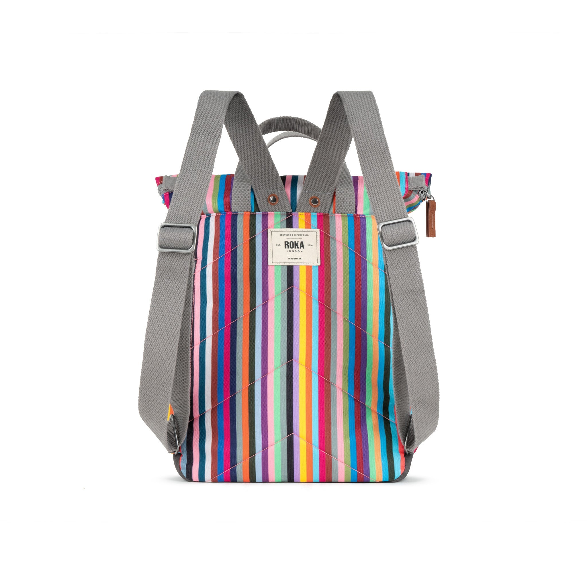 Canfield Roll Top Backpack Small Recycled Canvas - Multi Stripe