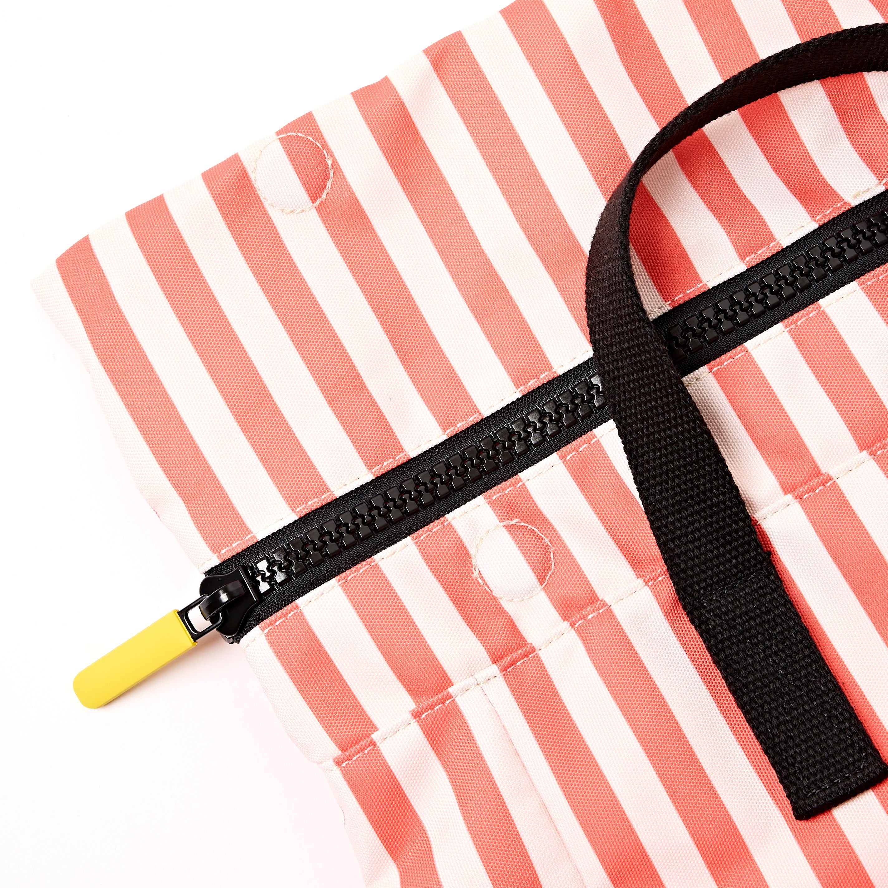Canfield Roll Top Backpack Small Recycled Canvas - Coral Stripe
