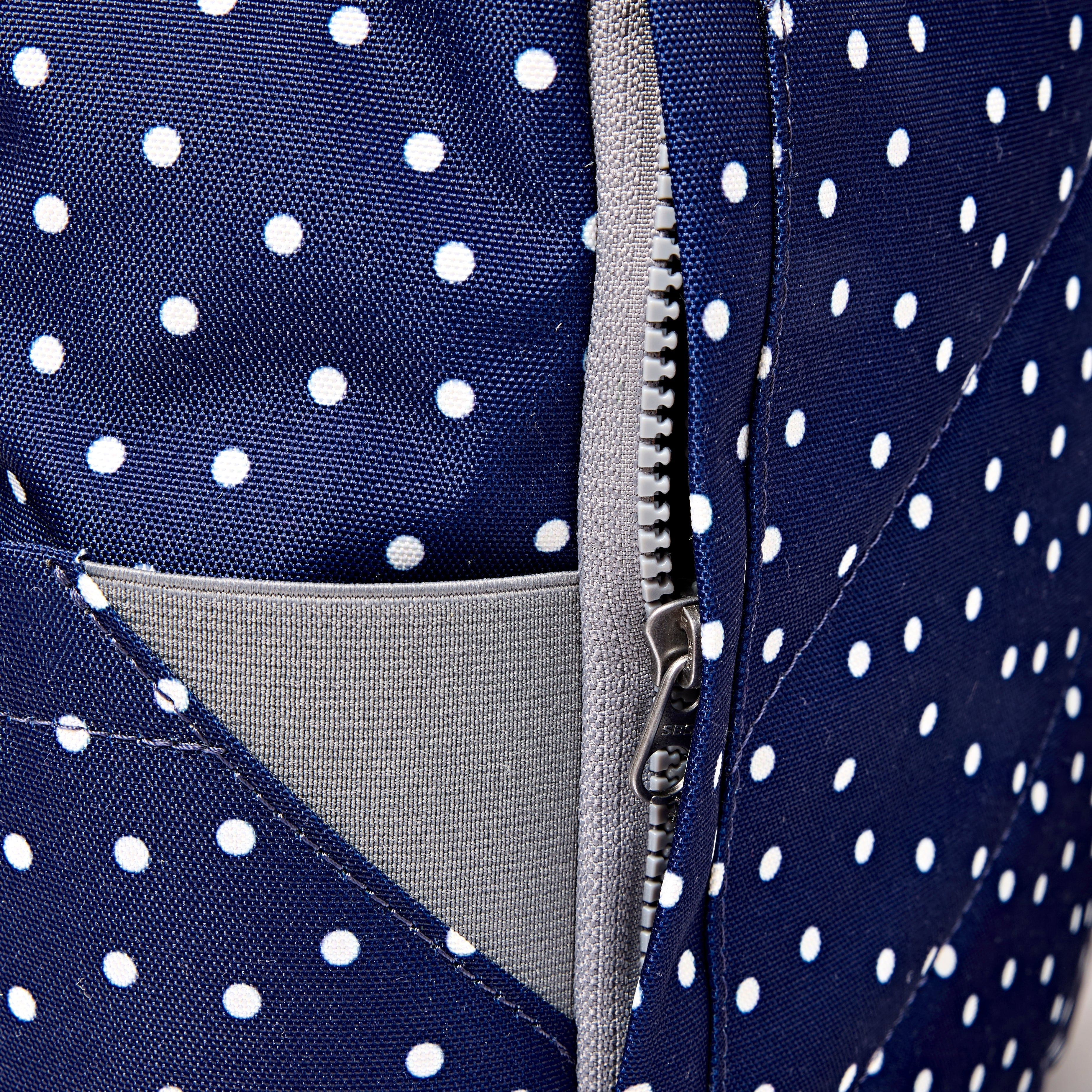Canfield Roll Top Backpack in Navy Polka Dot