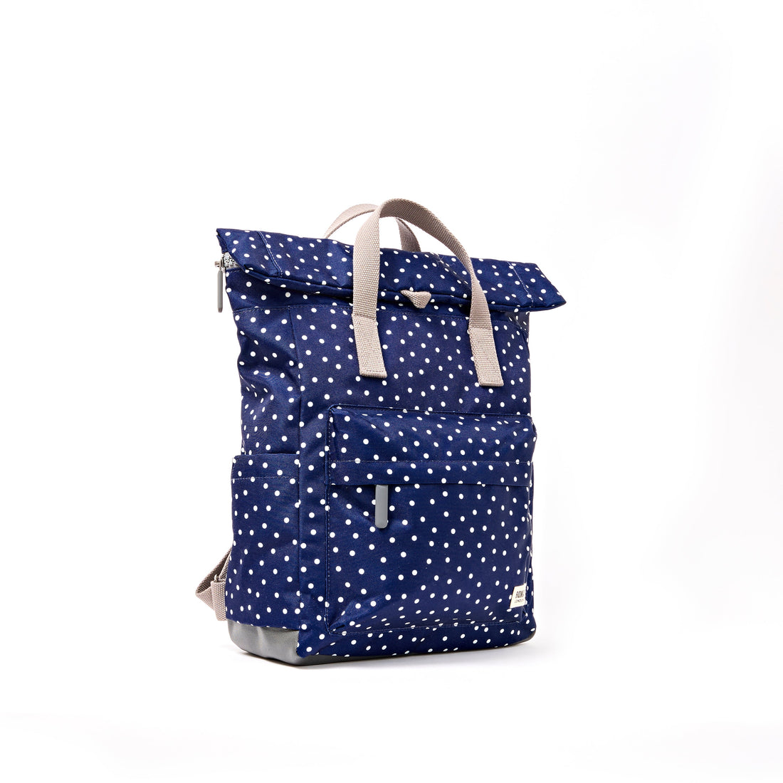 Canfield Roll Top Backpack in Navy Polka Dot