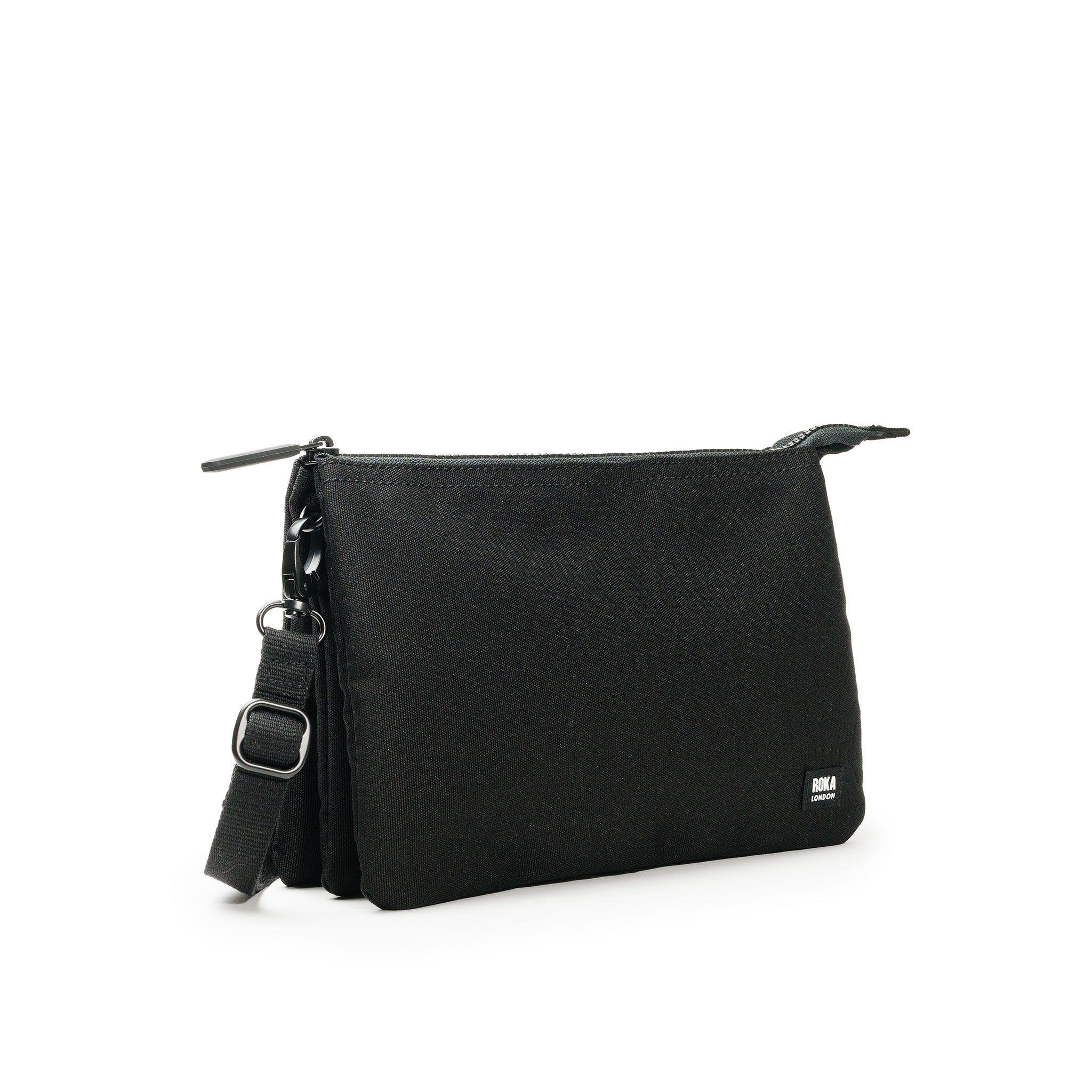 All Black Carnaby Crossbody Bag Extra Large Recycled Canvas - Black