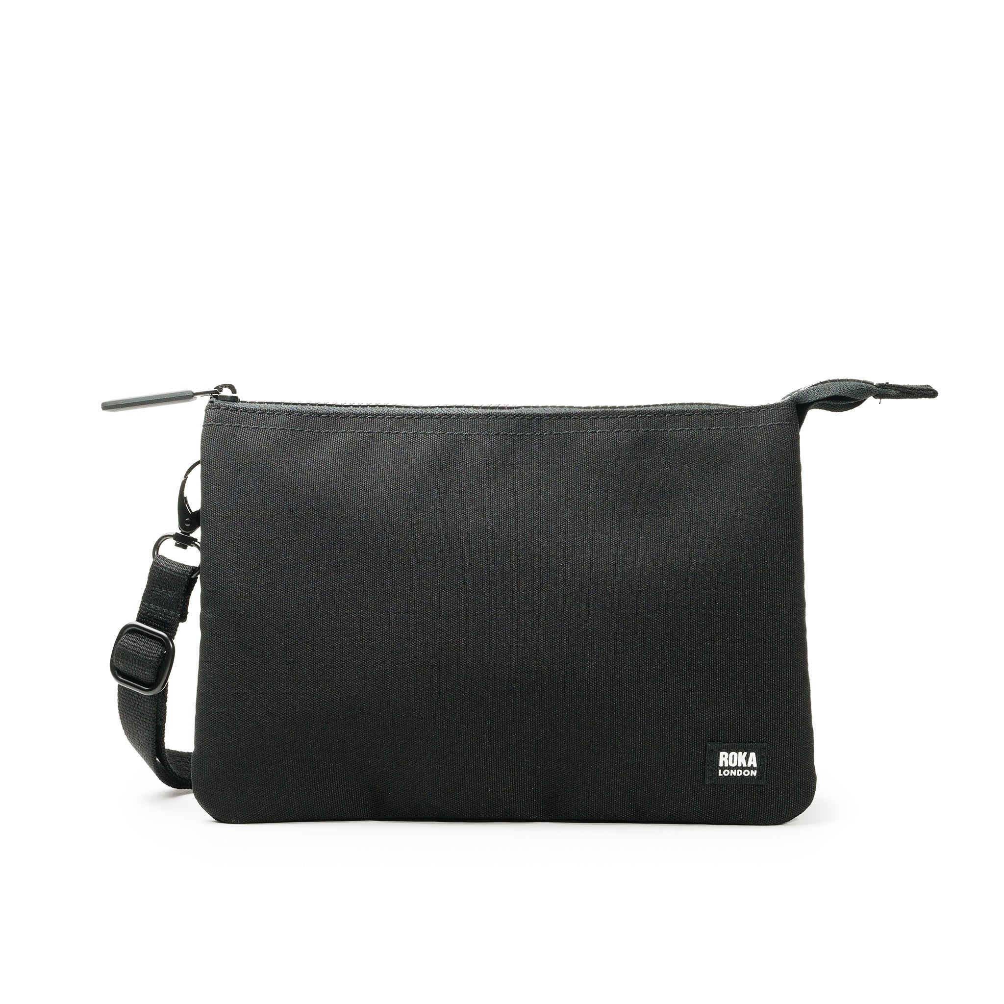 All Black Carnaby Crossbody Bag Extra Large Recycled Canvas - Black