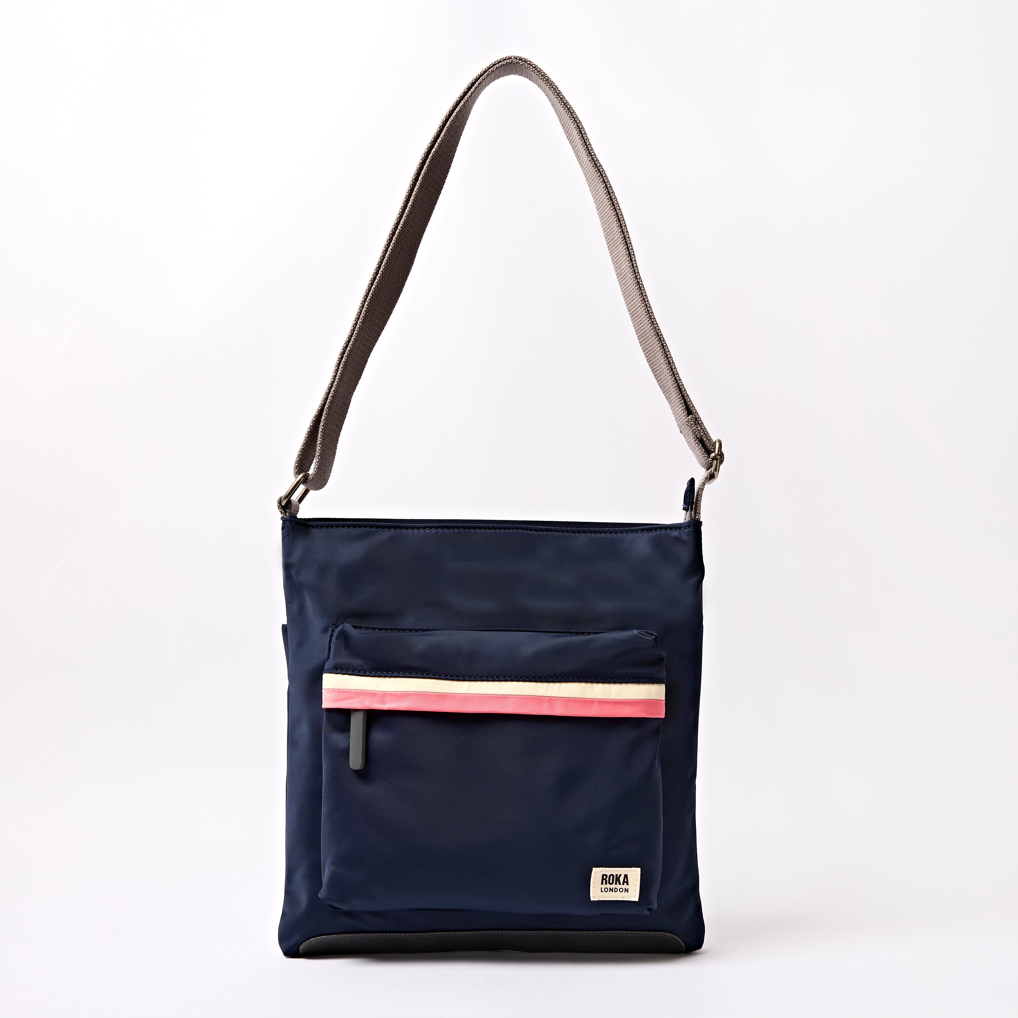 Kennington Crossbody Bag Medium Recycled Nylon - Midnight Stripe