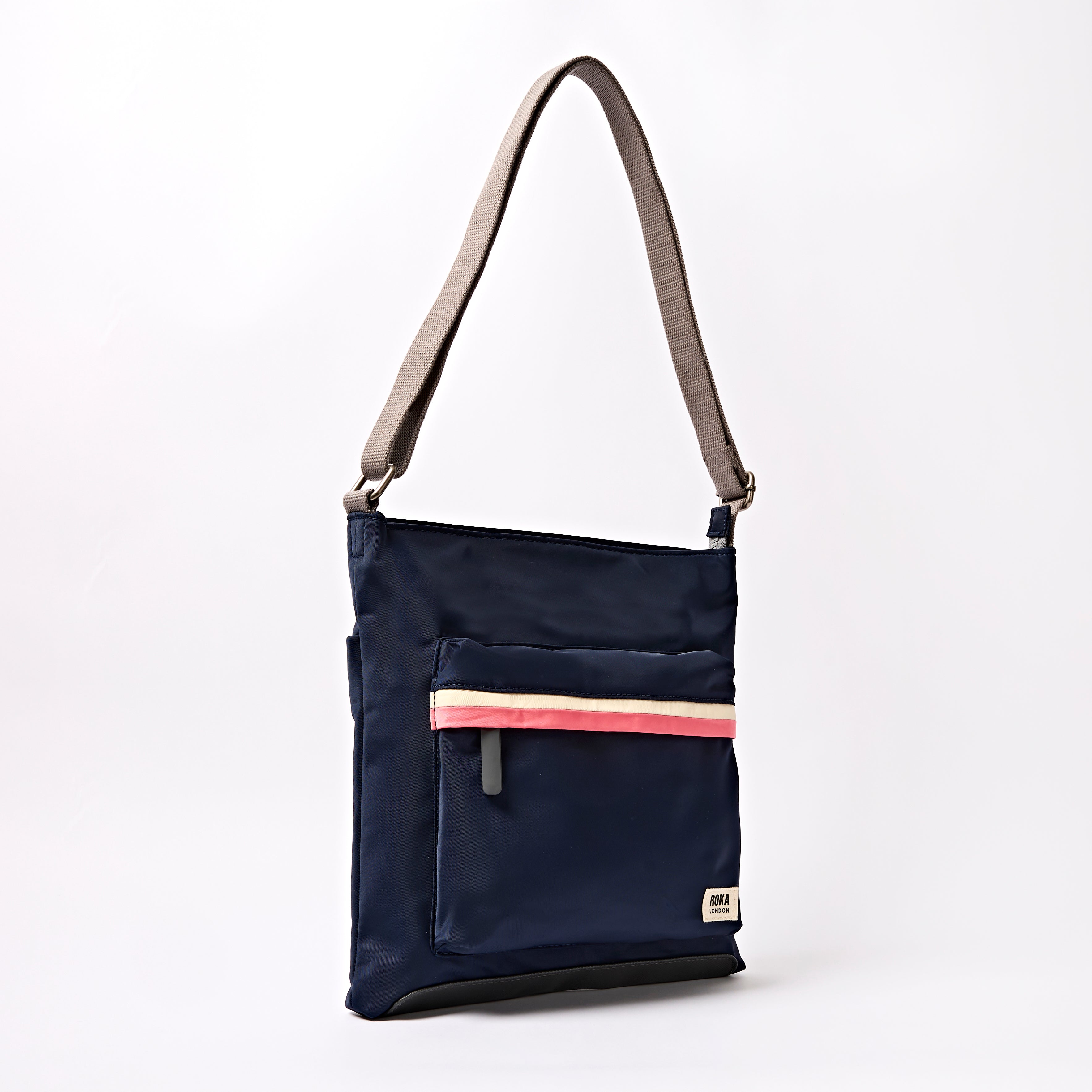 Kennington Crossbody Bag Medium Recycled Nylon - Midnight Stripe