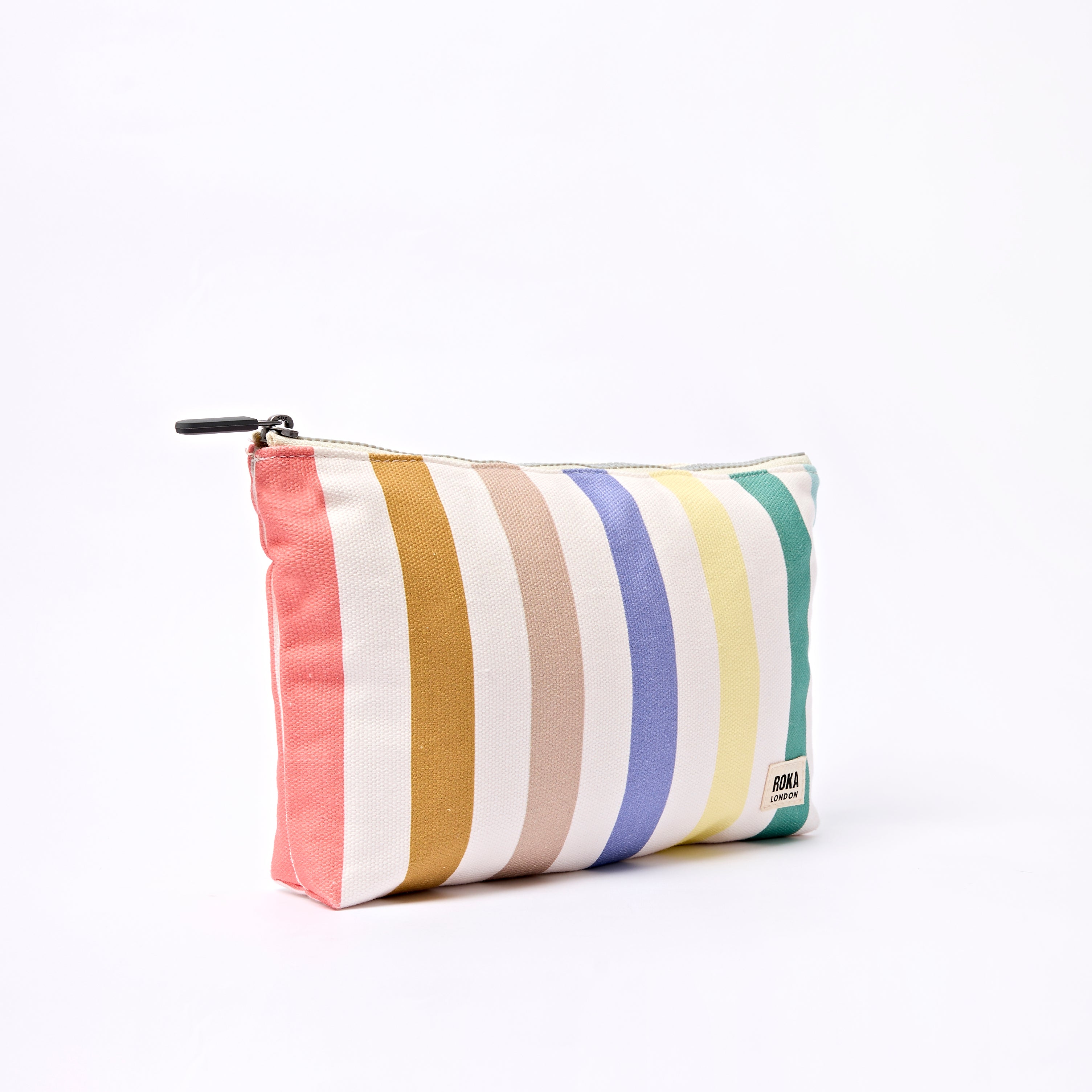 Maida Vale Pouch Medium Recycled Canvas - Pastel Multistripe