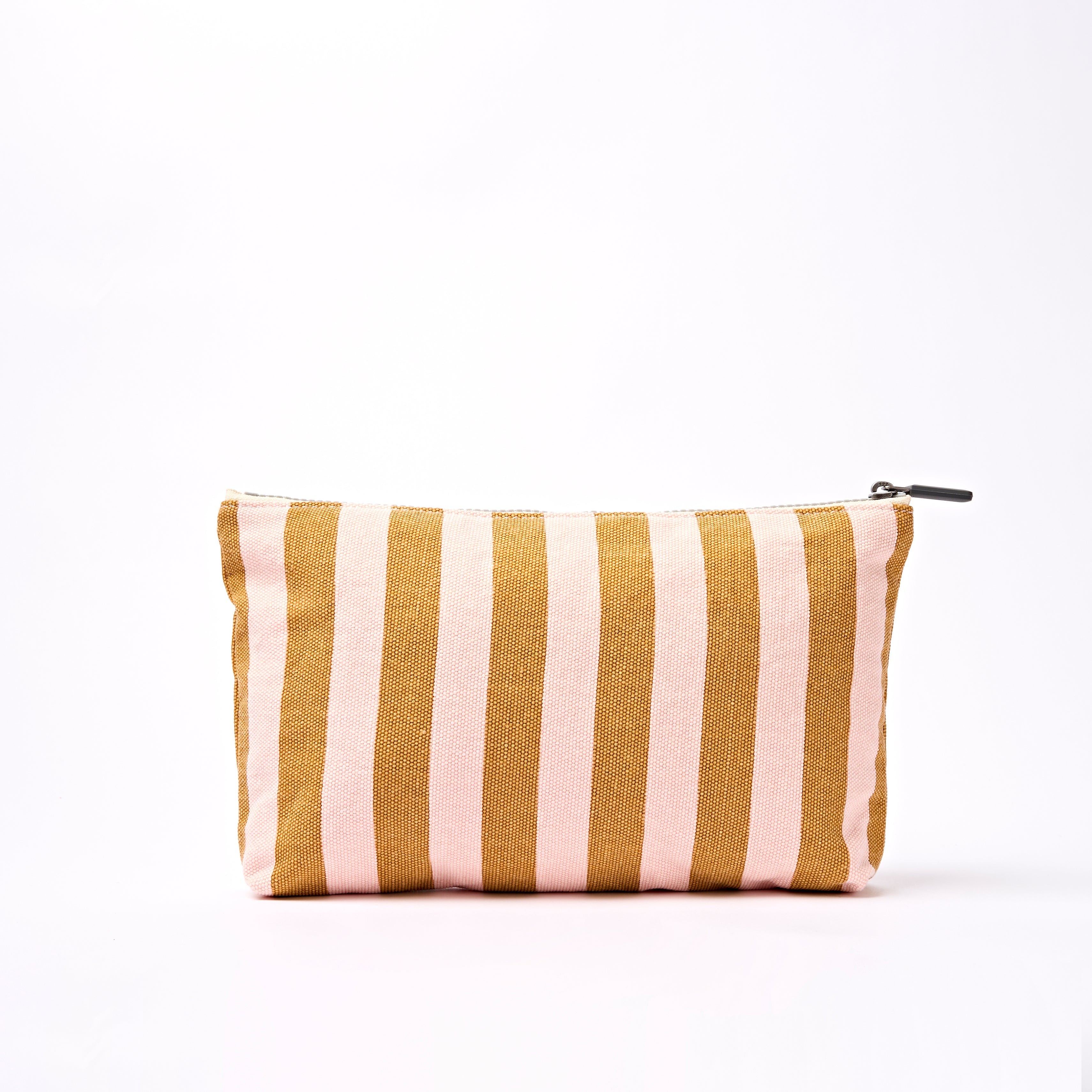 Maida Vale Pouch Medium Recycled Canvas - Rose Gold Stripe