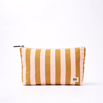 Maida Vale Pouch Medium Recycled Canvas - Rose Gold Stripe