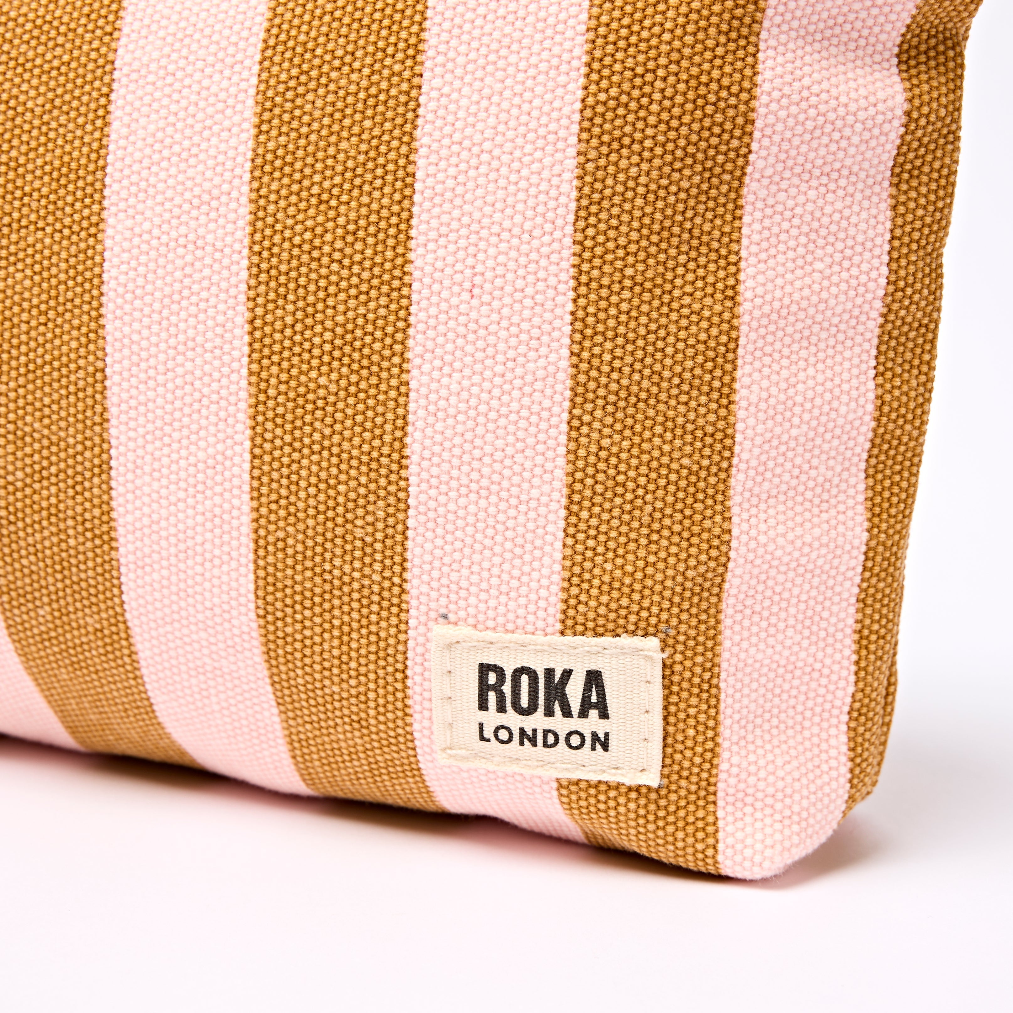 Maida Vale Pouch Medium Recycled Canvas - Rose Gold Stripe