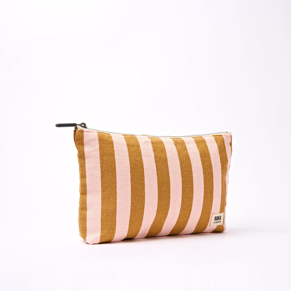 Maida Vale Pouch Medium Recycled Canvas - Rose Gold Stripe