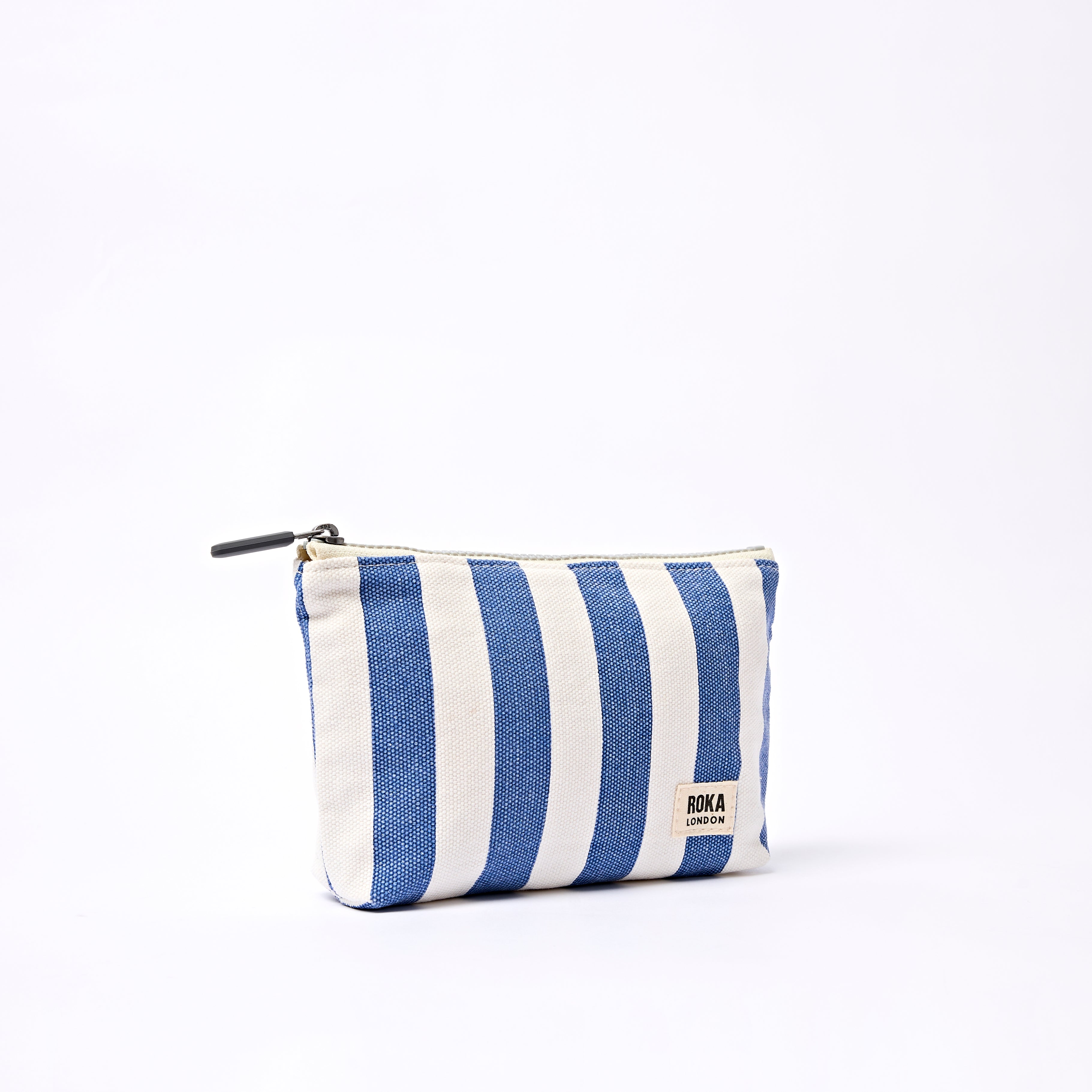 Maida Vale Pouch Medium Recycled Canvas - Denim Stripe