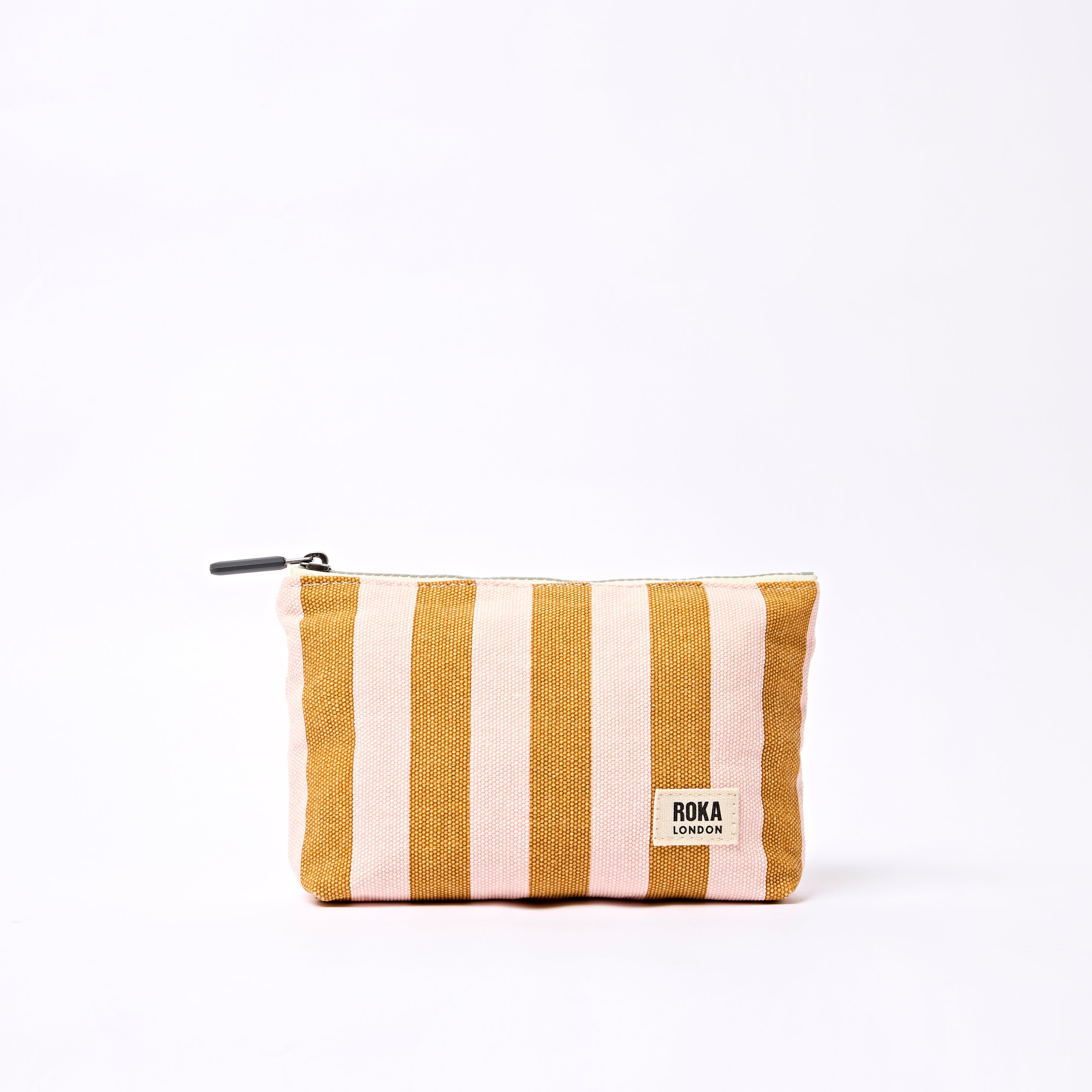 Maida Vale Pouch Medium Recycled Canvas - Rose Gold Stripe