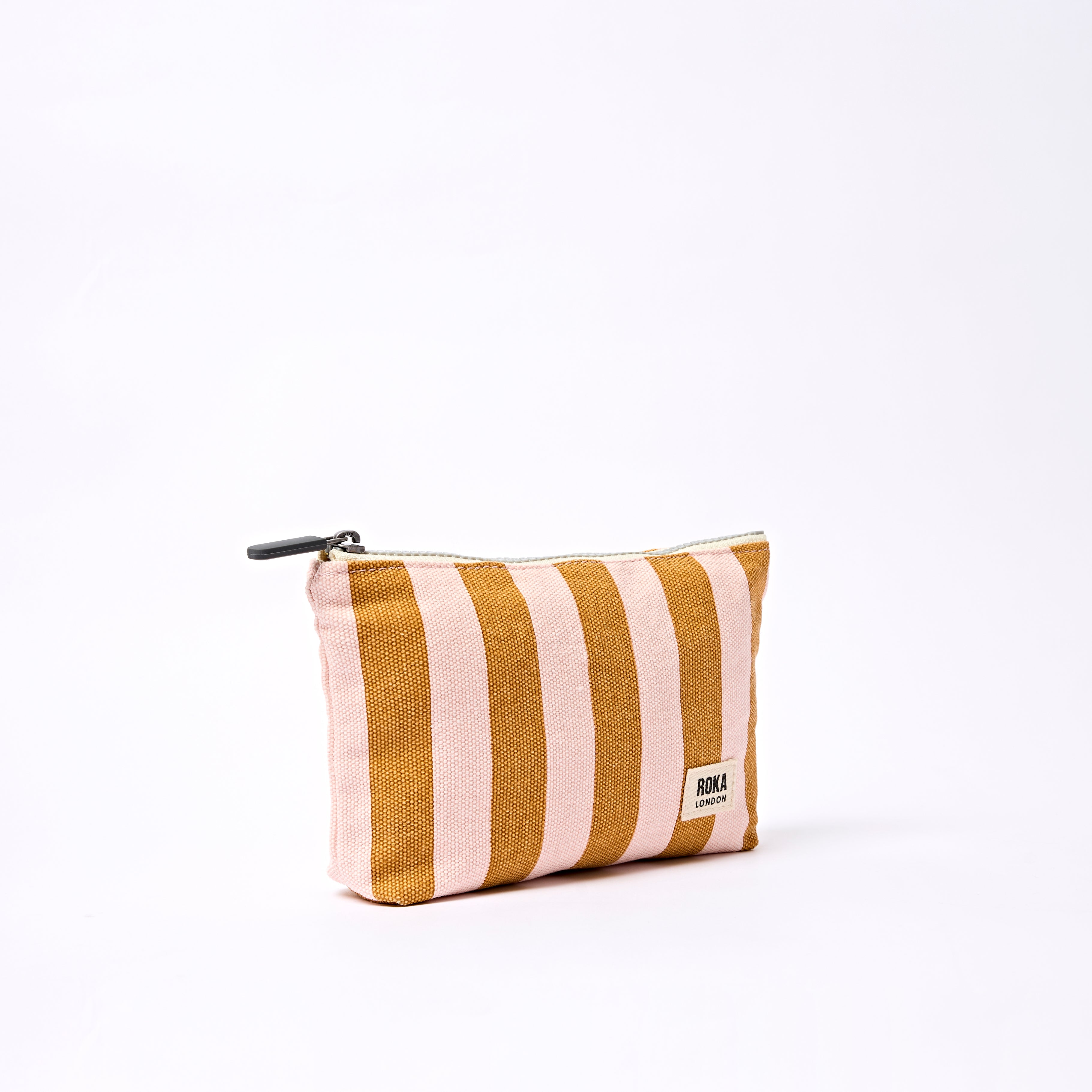 Maida Vale Pouch Medium Recycled Canvas - Rose Gold Stripe