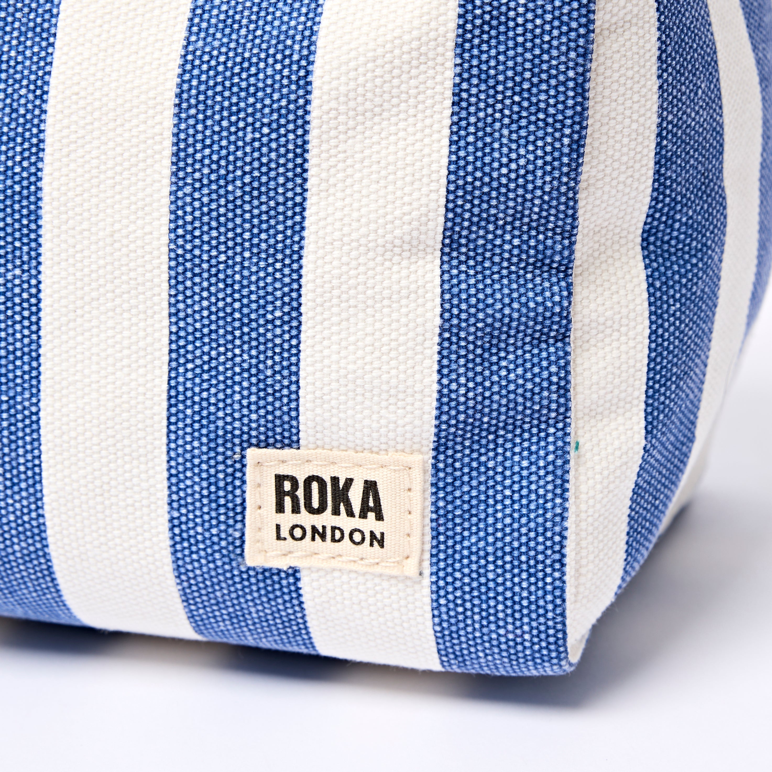 Mayfair Wash Bag Small Recycled Canvas - Denim Stripe