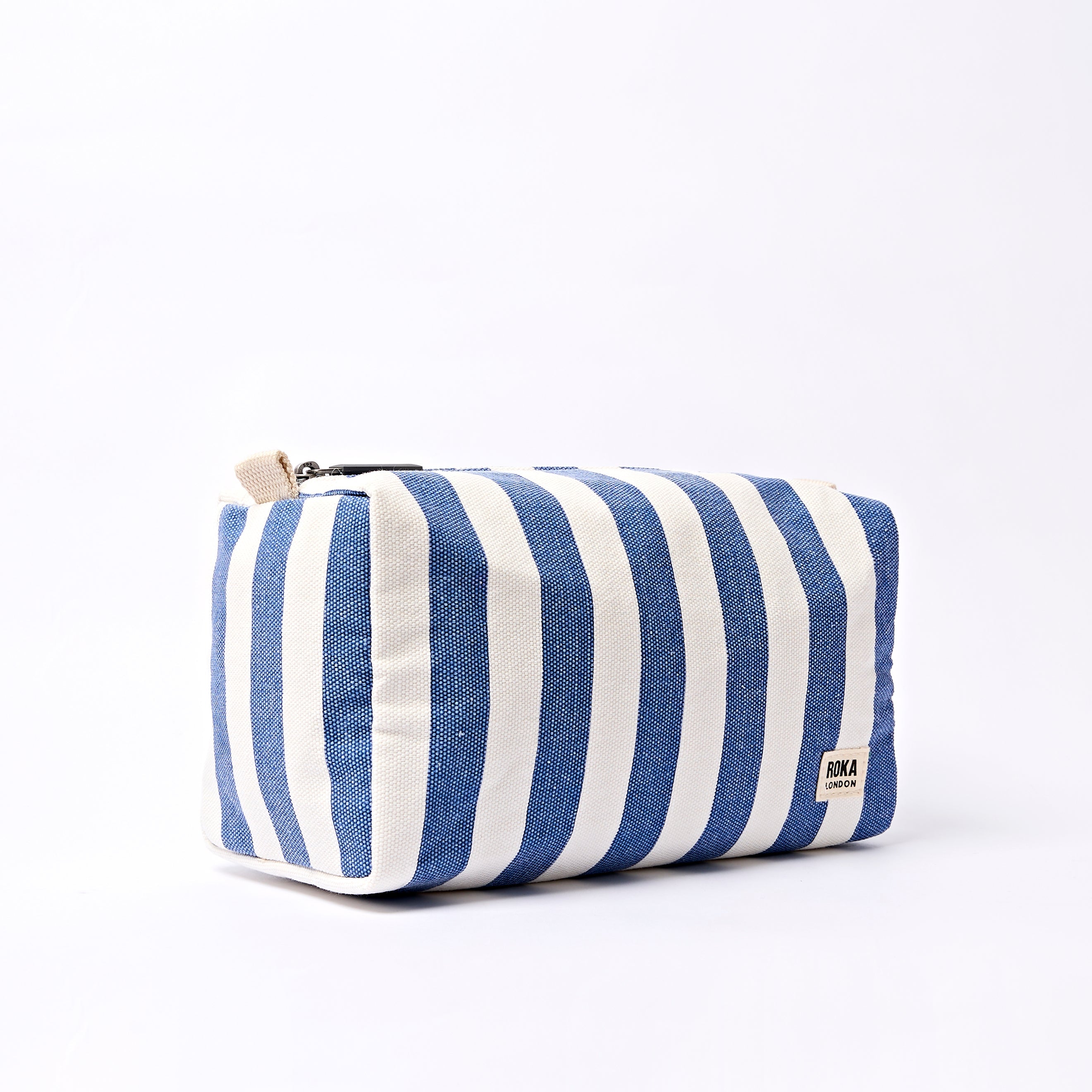 Mayfair Wash Bag Small Recycled Canvas - Denim Stripe