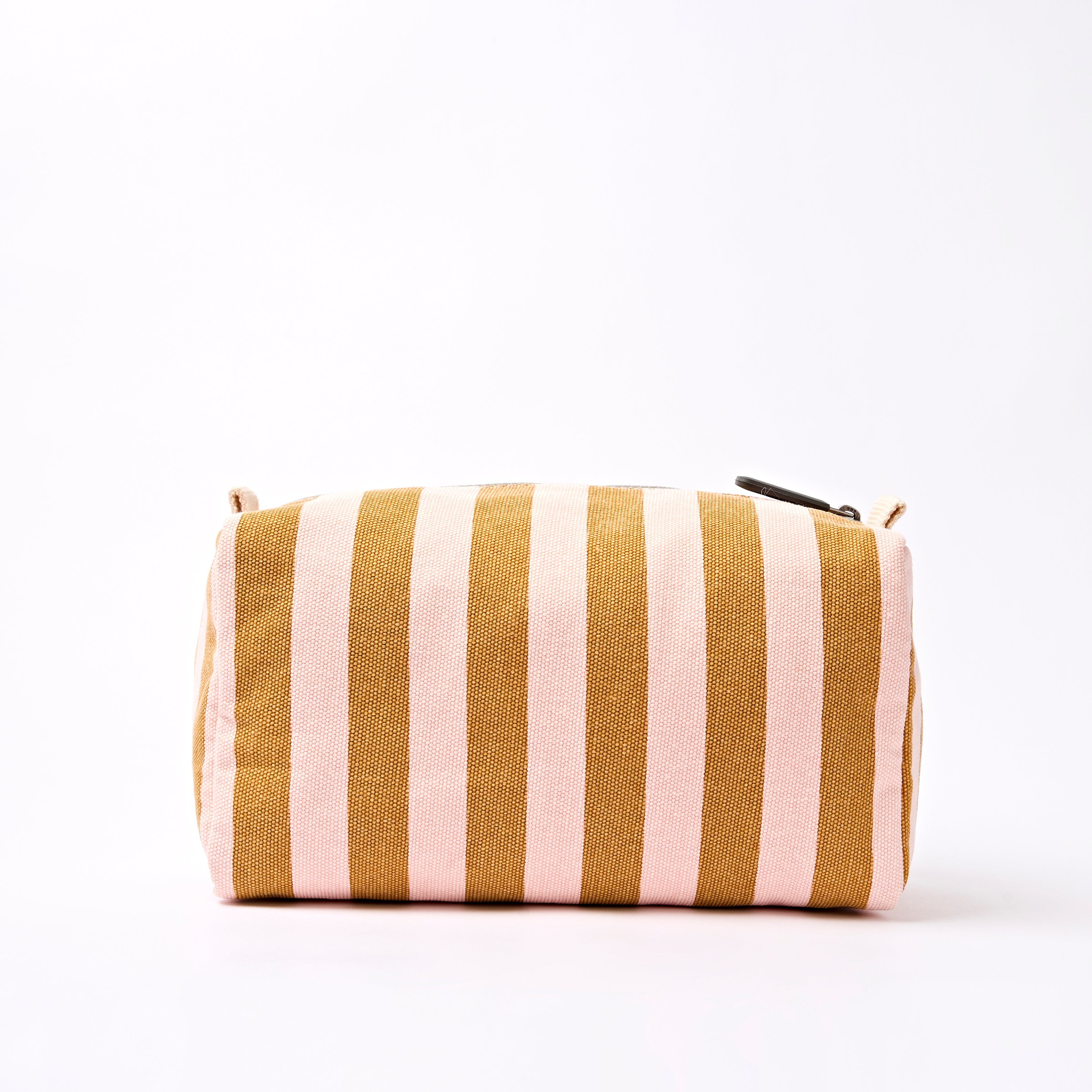 Mayfair Wash Bag Small Recycled Canvas - Rose Gold Stripe