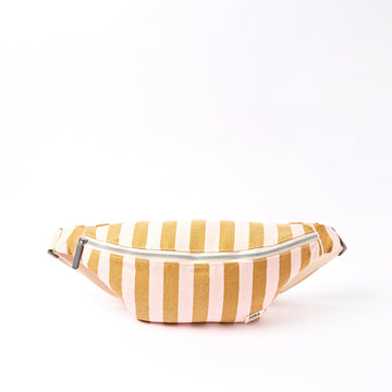 Mill Hill Crossbody Bag Small Recycled Canvas - Rose Gold Stripe