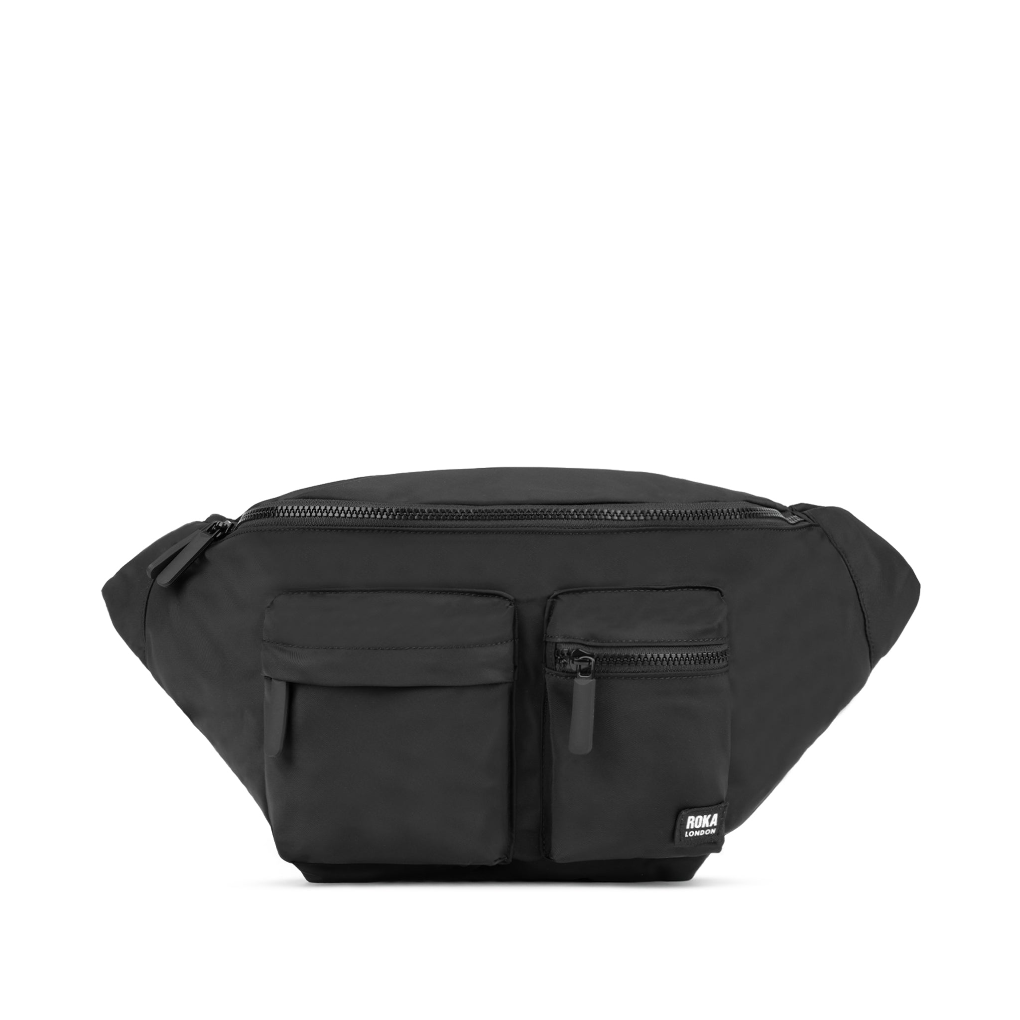 All Black Oval Crossbody Bag Extra Large Recycled Nylon - Black