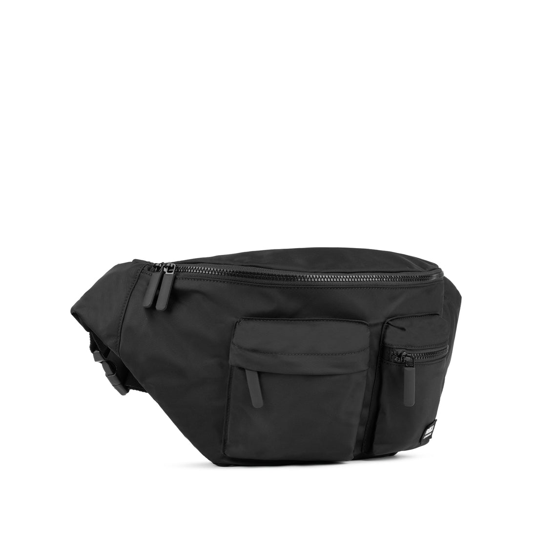 All Black Oval Crossbody Bag Extra Large Recycled Nylon - Black