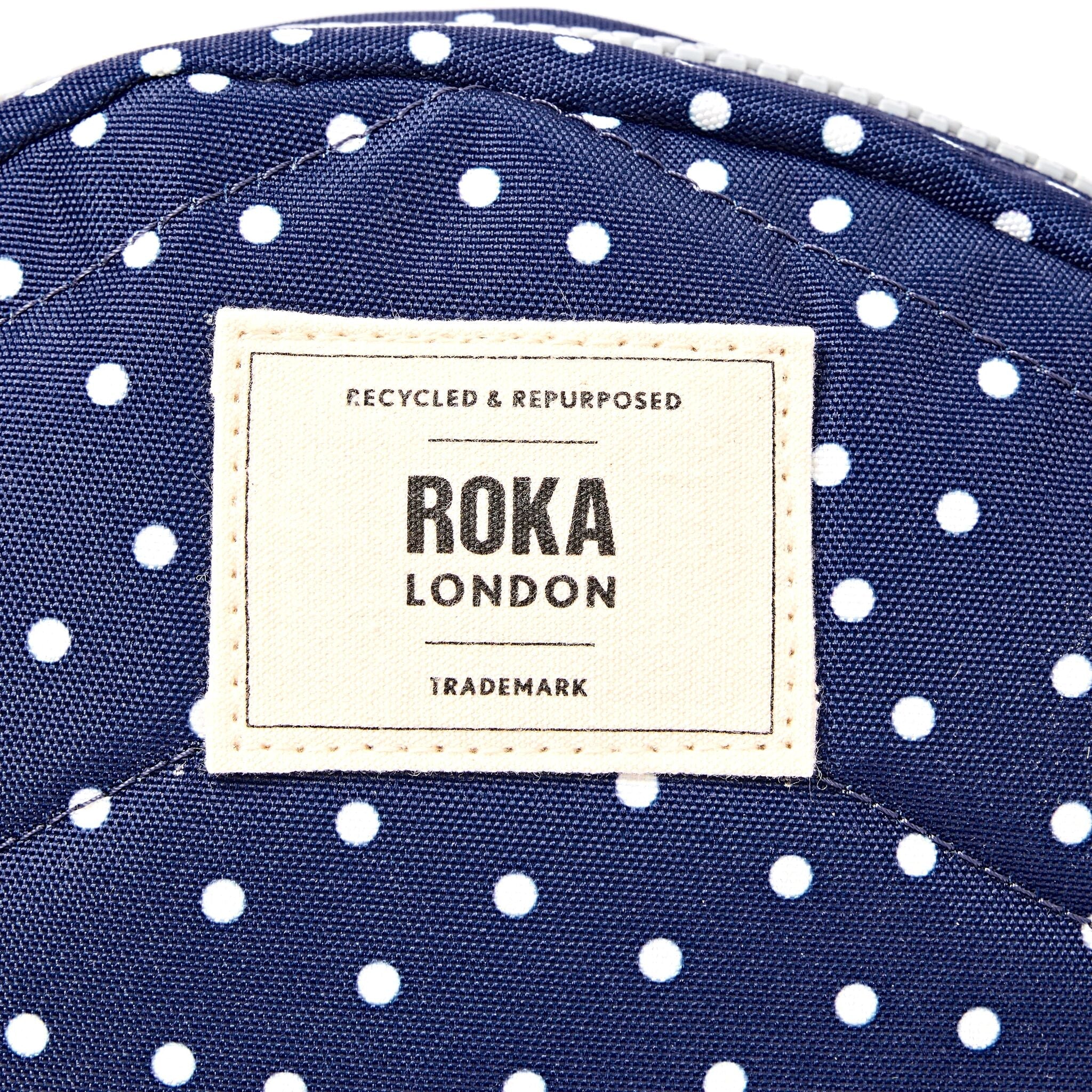 Paddington Crossbody Bag in Navy Polka Dot