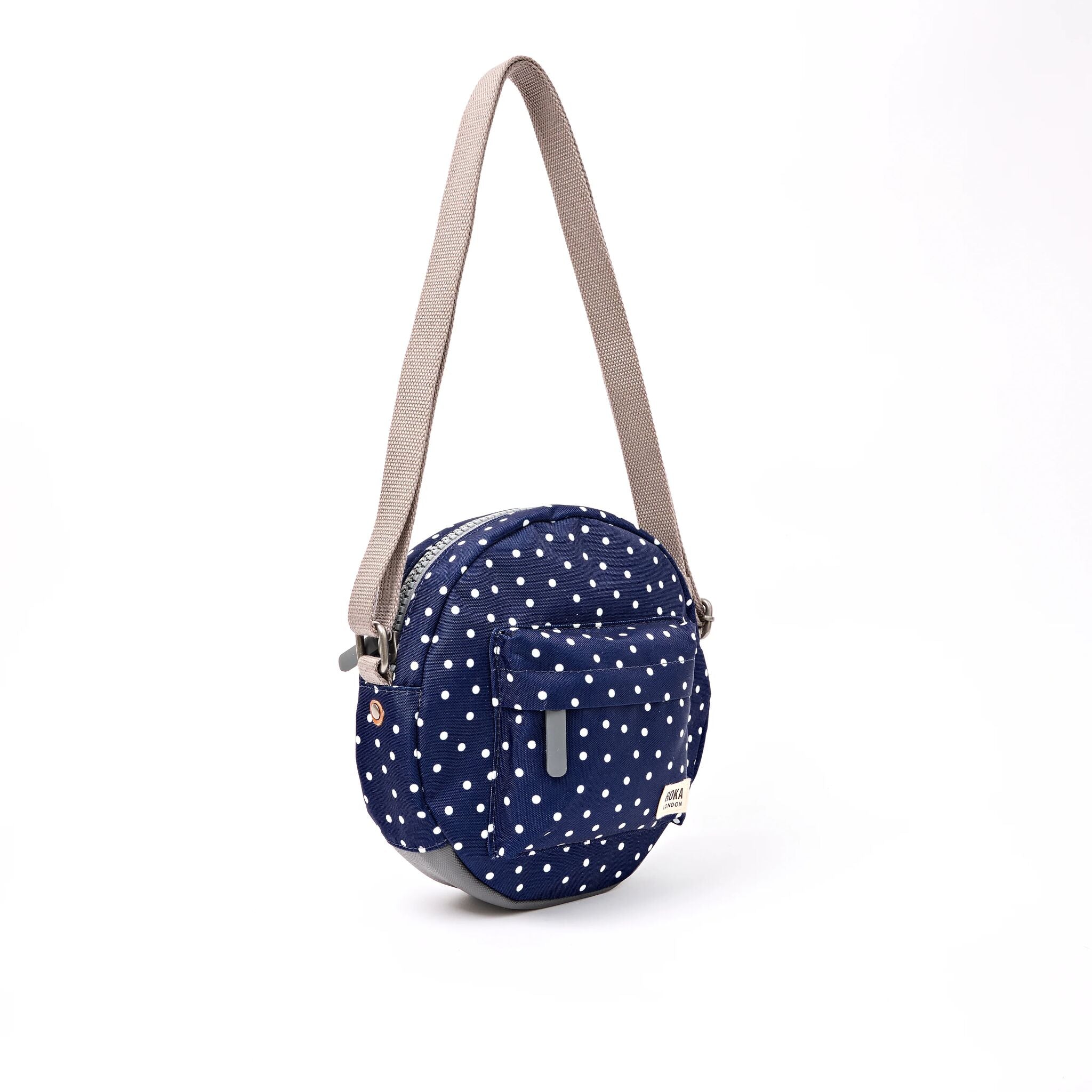 Paddington Crossbody Bag in Navy Polka Dot