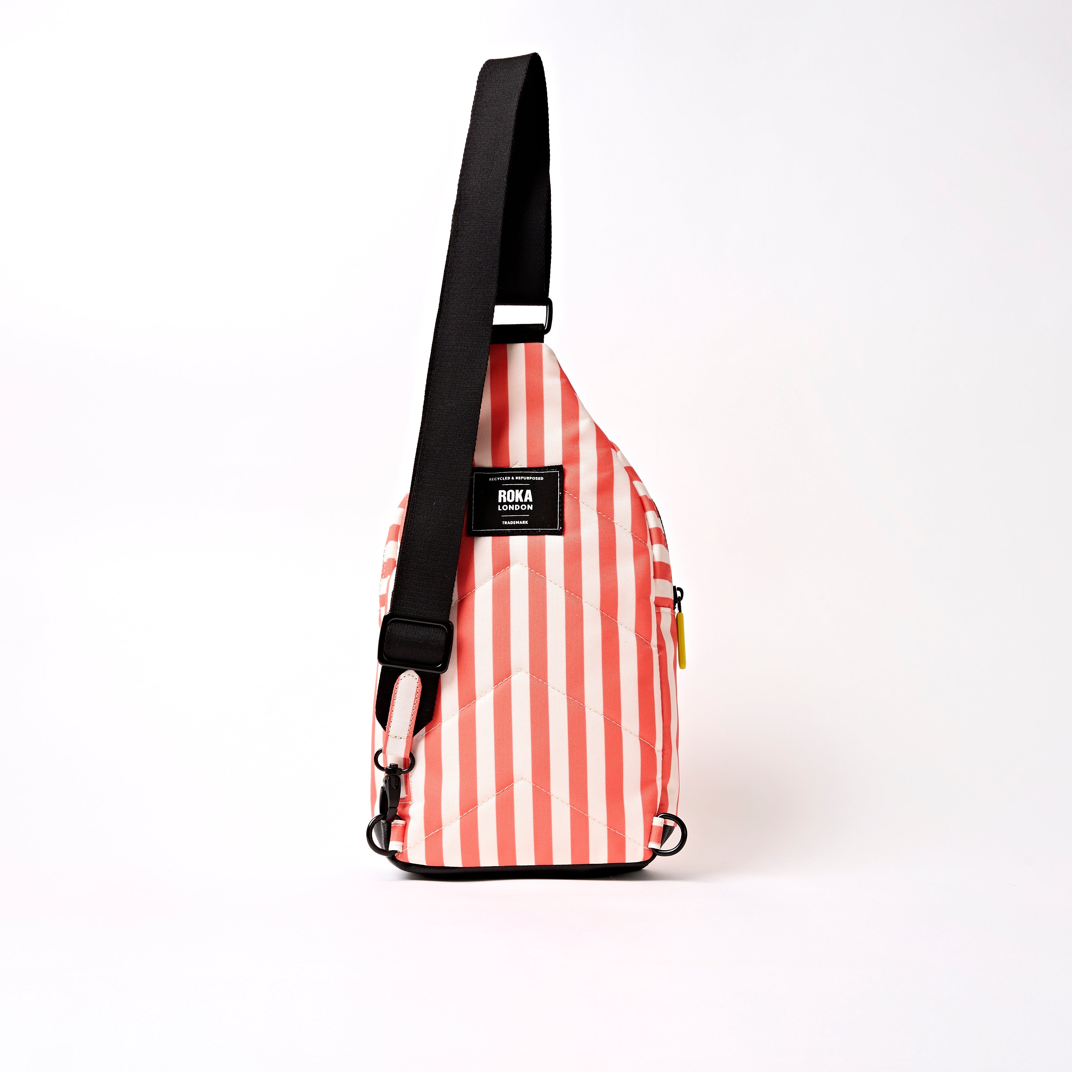 Willesden Sling Bag Large Recycled Canvas - Coral Stripe