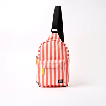 Willesden Sling Bag Large Recycled Canvas - Coral Stripe