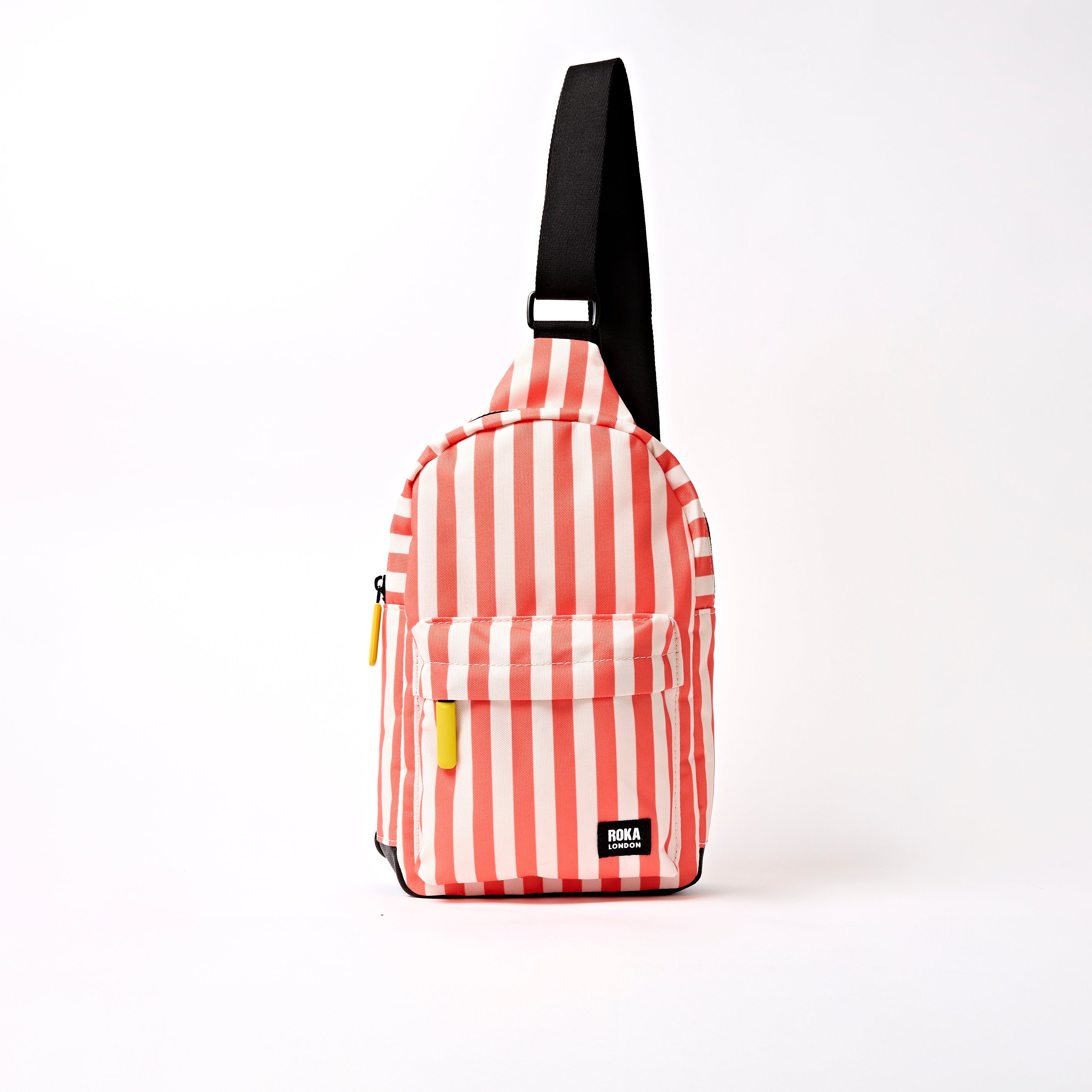 Willesden Sling Bag Large Recycled Canvas - Coral Stripe