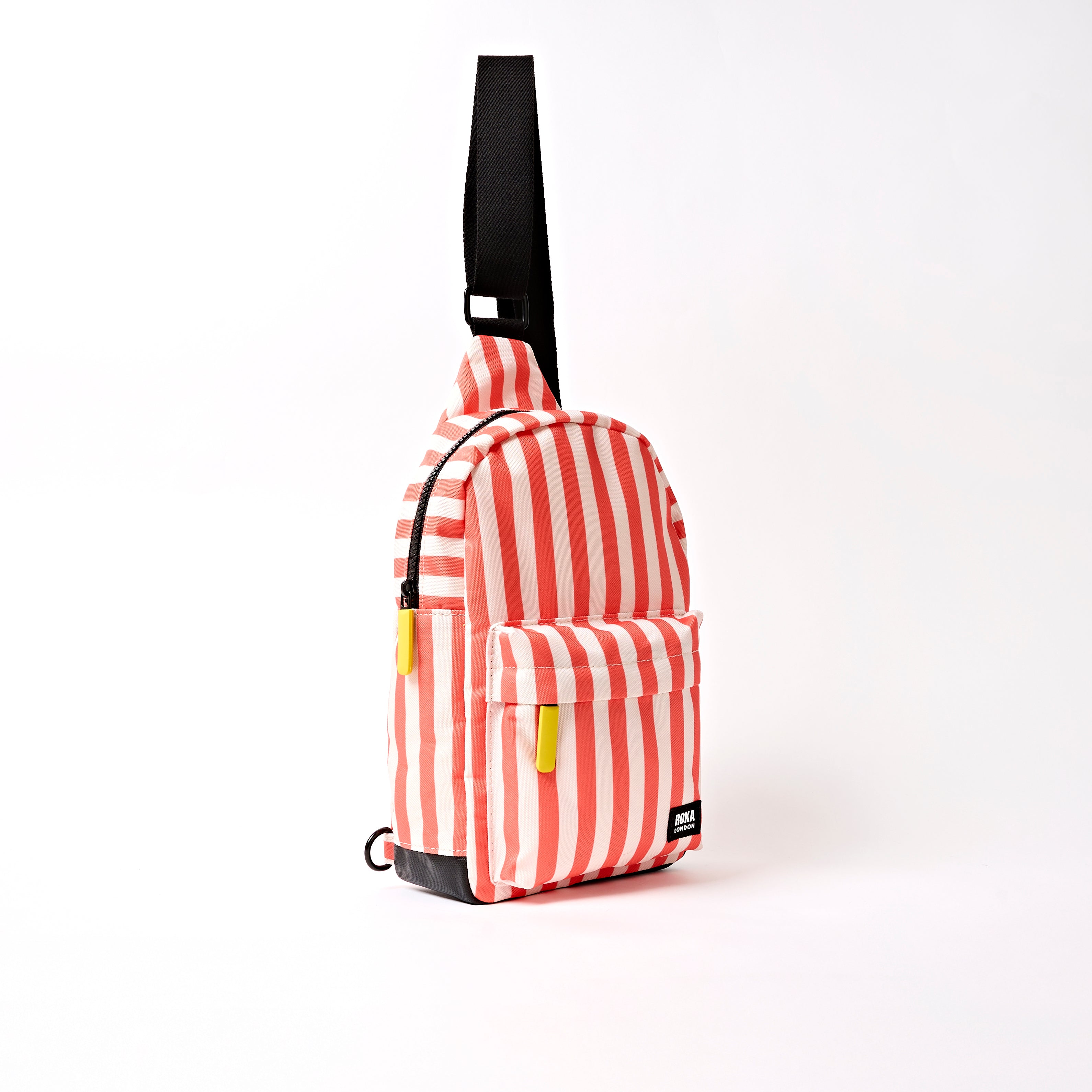 Willesden Sling Bag Large Recycled Canvas - Coral Stripe