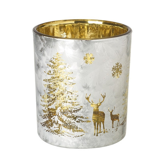 SMALL SILVER DEER T-LIGHT HOLDER