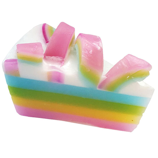 Raspberry Rainbow Soap Cake Slice