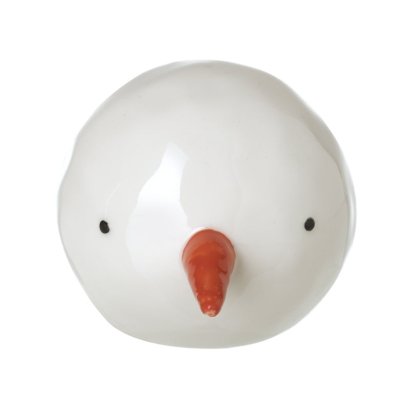 White Ceramic Snowman Head Ornament