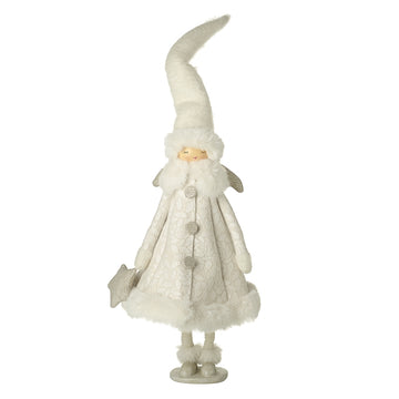 Standing Girl In White Coat & Hat