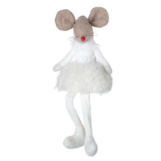 FABRIC MOUSE IN WHITE DRESS