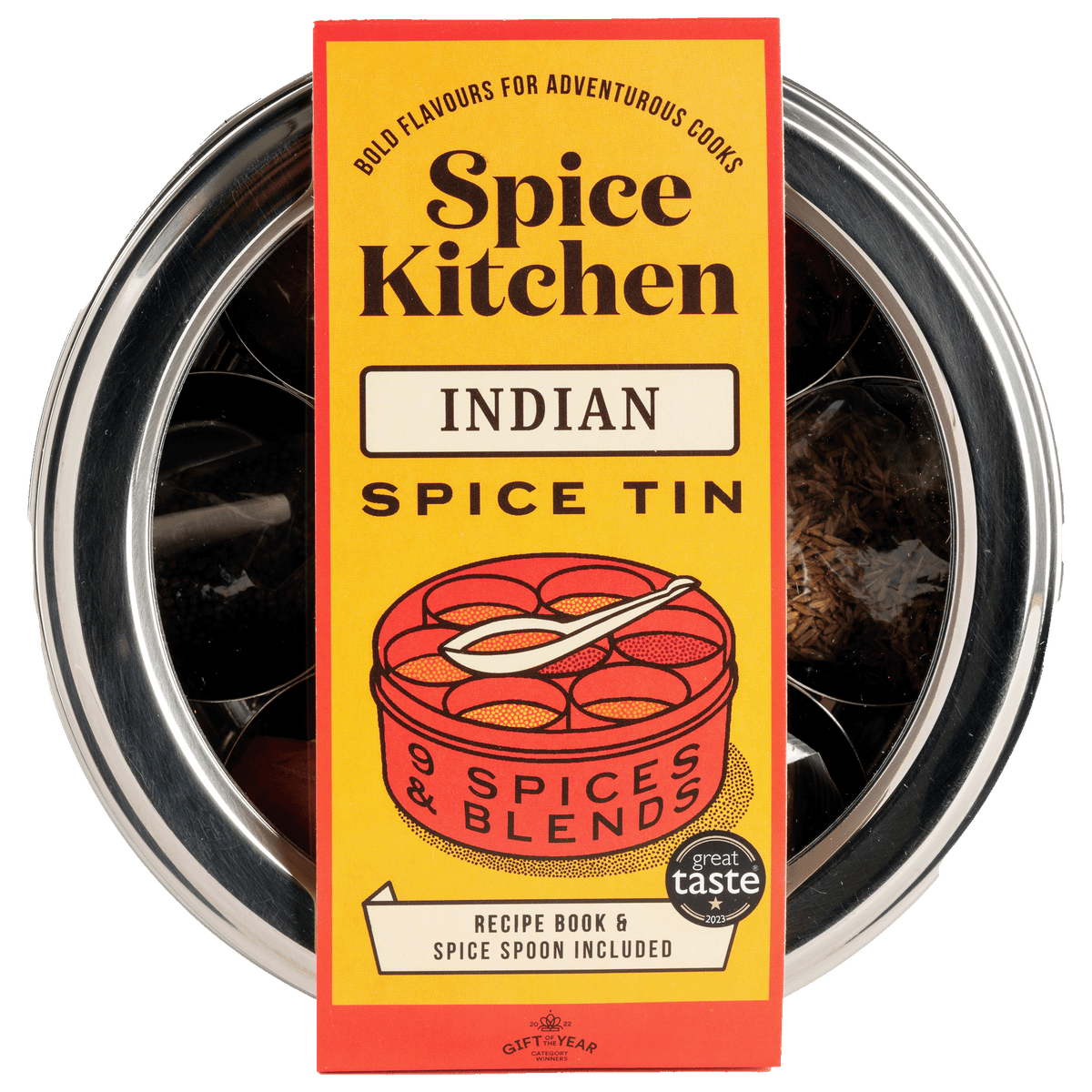 Indian Spice Tin With 9 Spices & Blends with Silk Sari Wrap