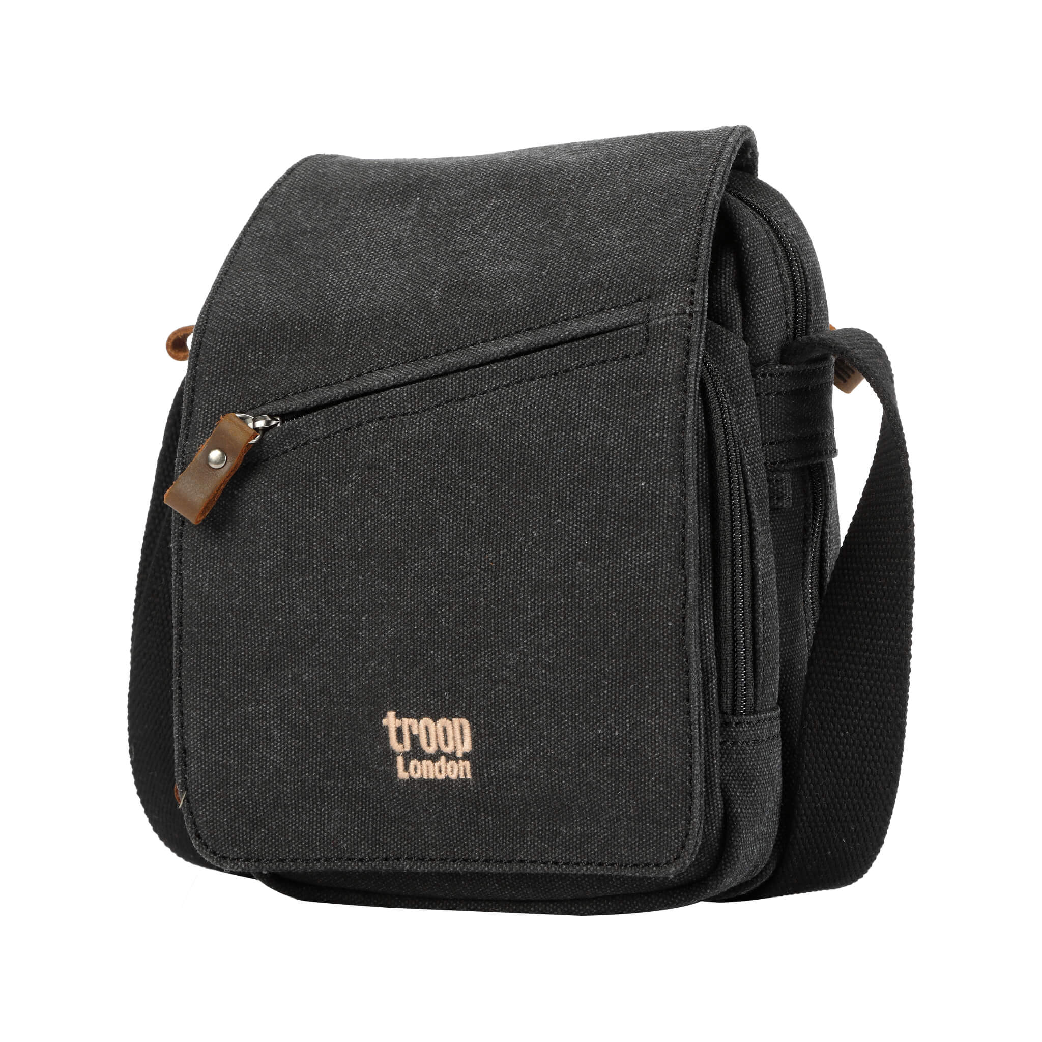 Canvas Flap Crossbody Bag | TRP0239 Black Stone Wash