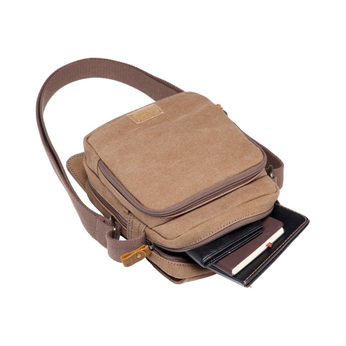 CLASSIC CANVAS ACROSS BODY BAG - TRP0239 - BROWN - RUTHERFORD & Co