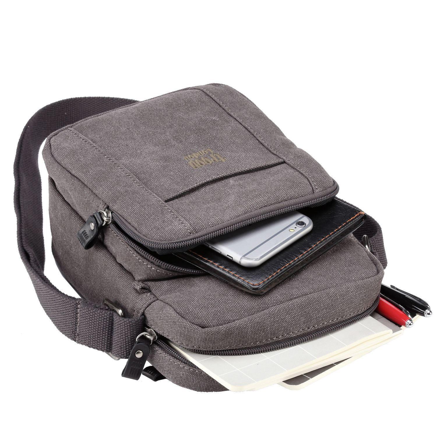 Vertical Canvas Crossbody Bag | TRP0370 Black