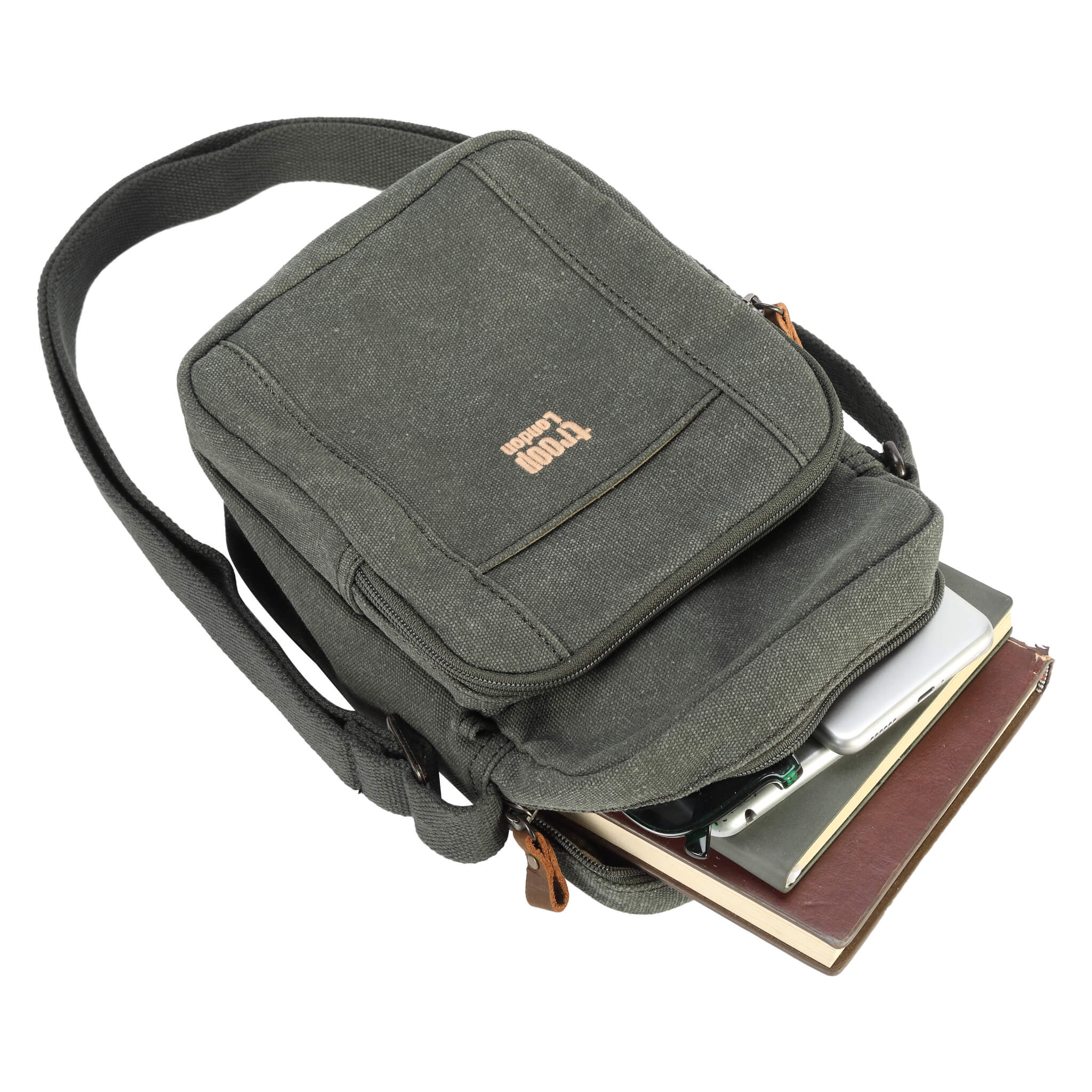 Vertical Canvas Crossbody Bag | TRP0370 Green