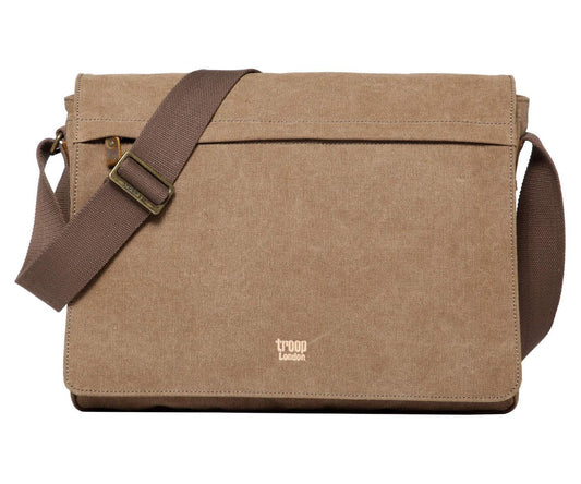 CLASSIC CANVAS LAPTOP LARGE MESSENGER BAG - TRP0371 - BROWN - RUTHERFORD & Co