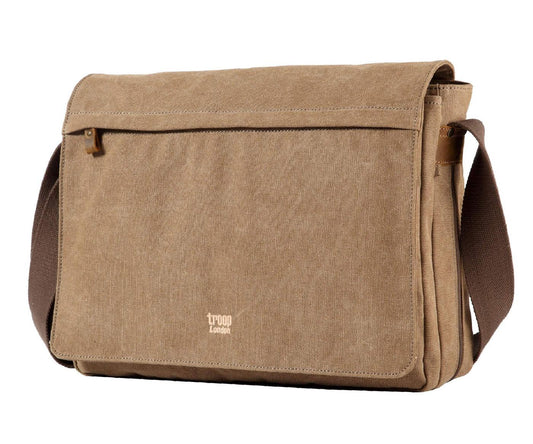 CLASSIC CANVAS LAPTOP LARGE MESSENGER BAG - TRP0371 - BROWN - RUTHERFORD & Co