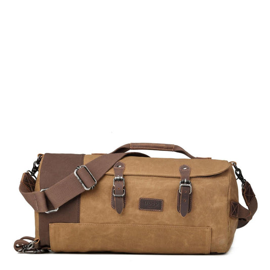 HERITAGE CANVAS TRAVEL DUFFEL BAG - CAMEL - RUTHERFORD & Co