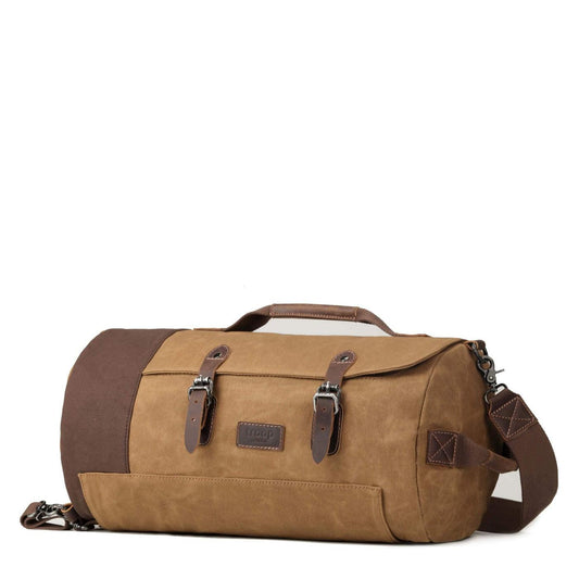 HERITAGE CANVAS TRAVEL DUFFEL BAG - CAMEL - RUTHERFORD & Co